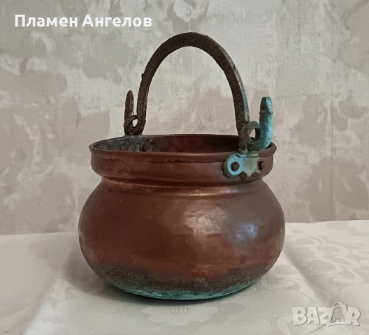 Старинно медно бакърче /менче, снимка 2 - Антикварни и старинни предмети - 54876486