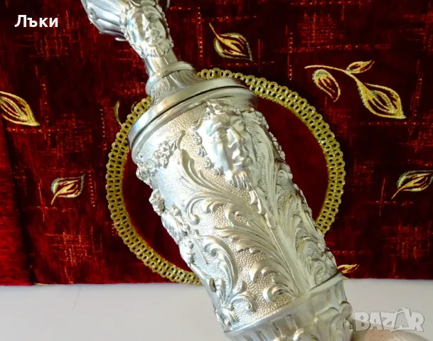 Италианска калаена ваза,кана,свещник,бокал,шедьовър. , снимка 11 - Антикварни и старинни предмети - 55342349