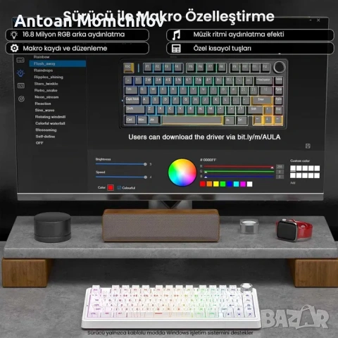 Механична клавиатура AULA F75 RGB Wireless, снимка 5 - Клавиатури и мишки - 54827762