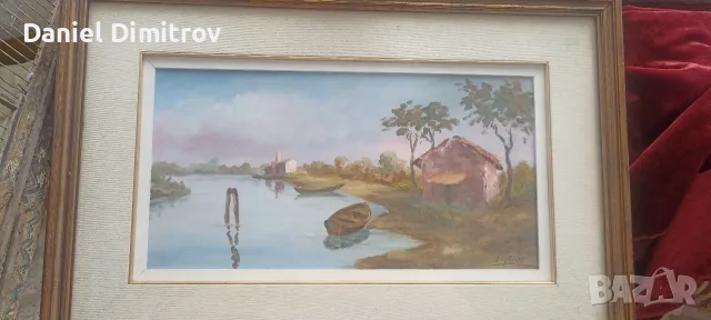 Стара картина с лодки, снимка 5 - Картини - 55406448
