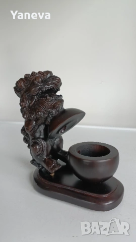Кадилница за тамян от палисандрово дърво с куче Фу , символ на защита, сила и просперитет , снимка 2 - Антикварни и старинни предмети - 54151638