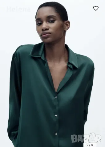 Ново Сатенена изумрудено зелена риза Zara / Дамска блуза Зара размер М