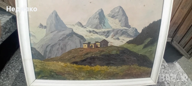 Стара картина,масло на фазер,J.Milora, снимка 2 - Антикварни и старинни предмети - 54168766