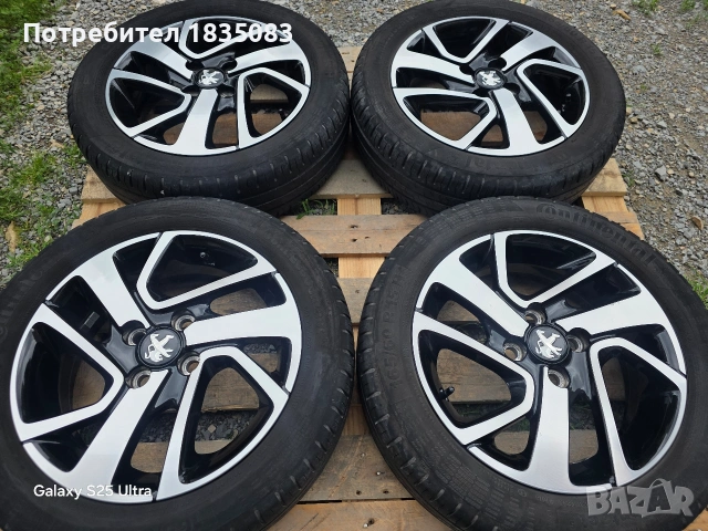 Лети джанти 15ки 4х100 Peugeot, Toyota + летни гуми 165/60/15 Continental, снимка 3 - Гуми и джанти - 54839582