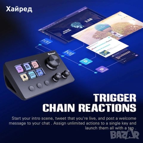 Basicolor N3 Macro Pad за компютър с тройни въртящи се копчета и 6 LCD бутона, USB-C, черен, снимка 5 - Клавиатури и мишки - 54840240