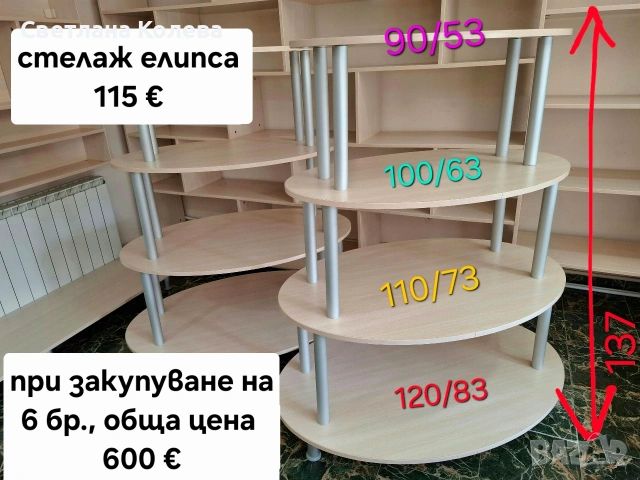 стелажи от магазин елипсовидни