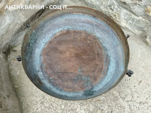 Стара Кована Голяма Медна Тава За Лютеница, Сладко. / 30 Литра. / 8.5 кг. / НОМЕР 1648., снимка 3 - Антикварни и старинни предмети - 55330891