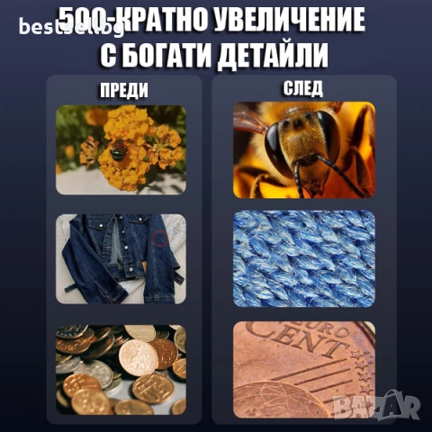 Дигитална ръчна лупа 500X увеличение микроскоп 2” IPS дисплей за четене печат макулна дегенерация, снимка 2 - Други инструменти - 54366714