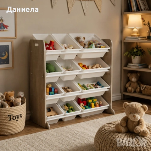 Детски органайзер за играчки XXL с 12 кутии – Край на бъркотията в детската стая, снимка 4 - Други - 54974478