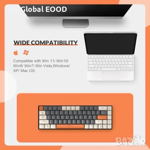 Механична клавиатура Yindiao T8 RGB 60% Brown, снимка 5 - Клавиатури и мишки - 54439938
