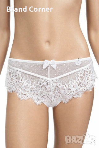 Hunkemöller бикини L – бели дантелени бикини с фин тюл на точки