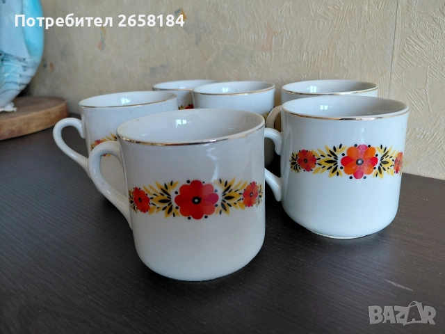 К-т 6 чаши за чай, старо българско производство