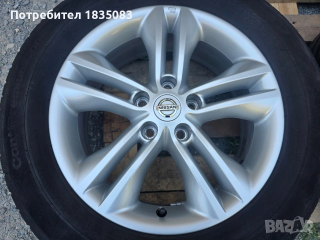 Лети джанти 17ки 5х114.3 Nissan + летни гуми 215/60/17 Continental, снимка 5 - Гуми и джанти - 55081278