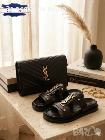 Yves Saint Laurent Дамски Черни Чехли Код A1712