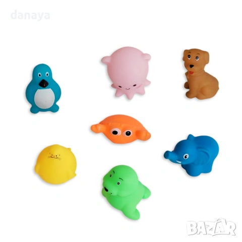6549 Комплект мини гумени играчки за баня Животни, 7 броя, снимка 2 - Други - 54053346