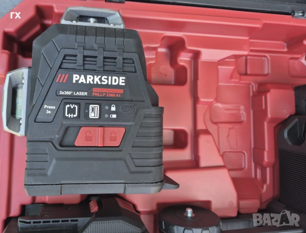 3D Кръстосан Лазерен Нивелир Parkside Performance PKLLP 360 A1 (3x360°), снимка 3 - Други инструменти - 54981042