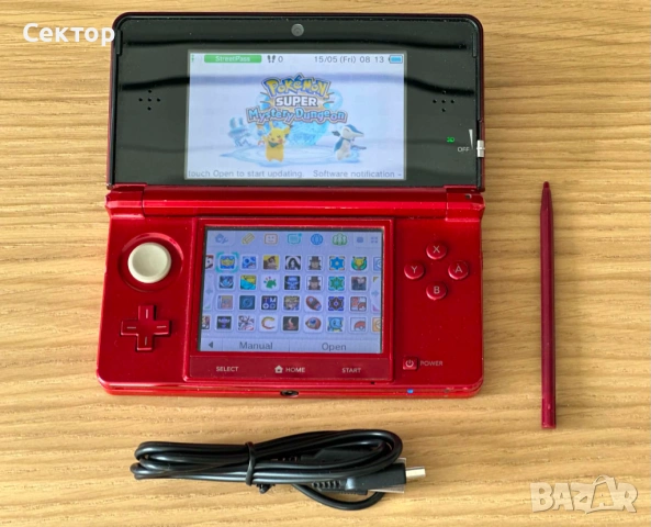 Nintendo 3DS Wine Red + 75 записани игри Pokemon Zelda Mario, снимка 3 - Nintendo конзоли - 54561261