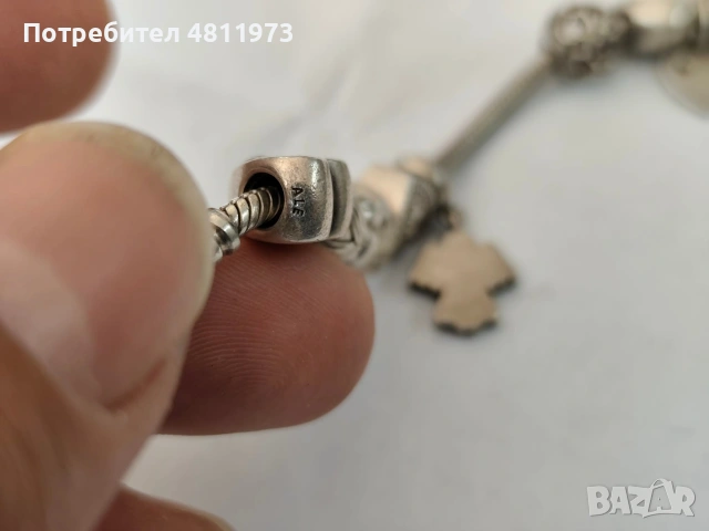 Оригинална сребърна гривна Pandora, снимка 6 - Гривни - 55044232