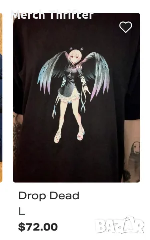Тениска на Drop Dead Anime Wings (XL), снимка 5 - Тениски - 55692229