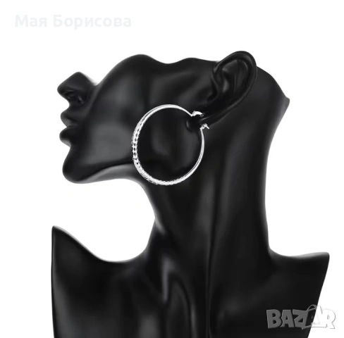 Сребърни обеци - халки, снимка 5 - Обеци - 55062029