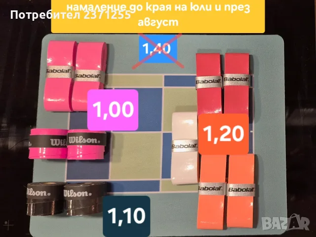 Качествени основни и покривни грипове и антивибратори за тенис и бадминтон, снимка 2 - Тенис - 26139819