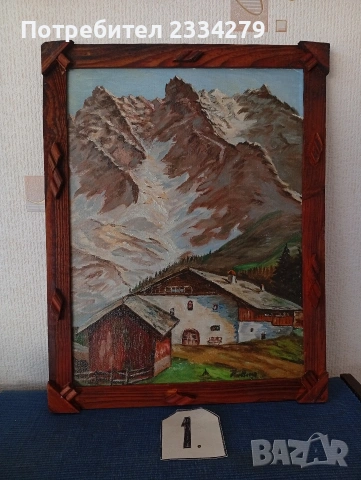 Стари картини, платно масло, авторска изработка. , снимка 3 - Картини - 42158610
