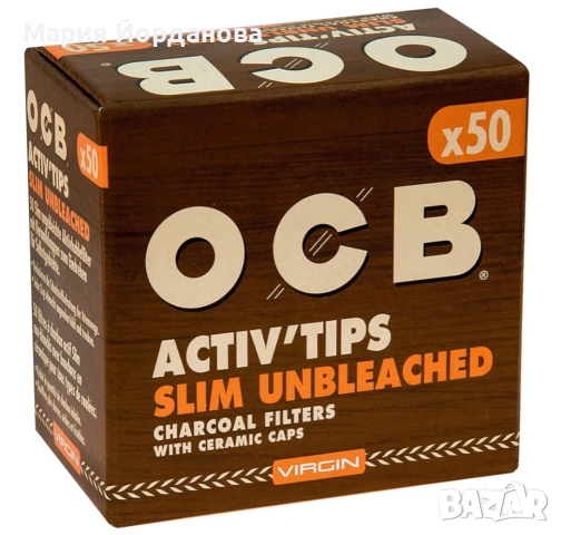 кутия с 50 броя неизбелени филтри (накрайници) OCB Activ'Tips Slim 2 броя за 7€