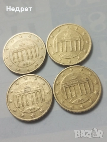 Лот от 50 евро цента 2002г.Германия