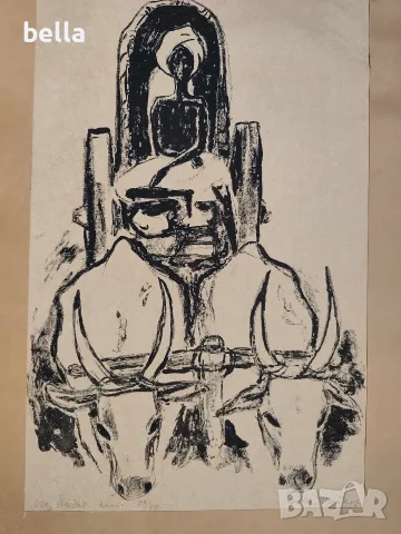 Автентична авторска графика на един от най-големите  майстори проф. Найден Петков, снимка 2 - Антикварни и старинни предмети - 55577631