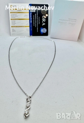 Сребърно колие с мойсанит (Диамант) 0.7 карата, снимка 7 - Колиета, медальони, синджири - 54129851