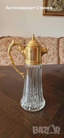 🍷👑 АРИСТОКРАТИЧНА СТАРА КАНА ЗА КЛАРЕТ С ФИГУРАЛЕН ЧУЧУР И ЗЛАТИСТ ОБКОВ 👑🍷, снимка 3 - Сервизи - 55337899