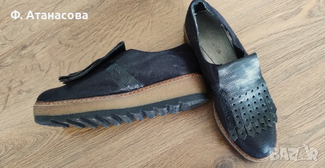 Подарявам черни кожени обувки Tamaris / Тамарис, номер 39, снимка 1 - Дамски ежедневни обувки - 54414592
