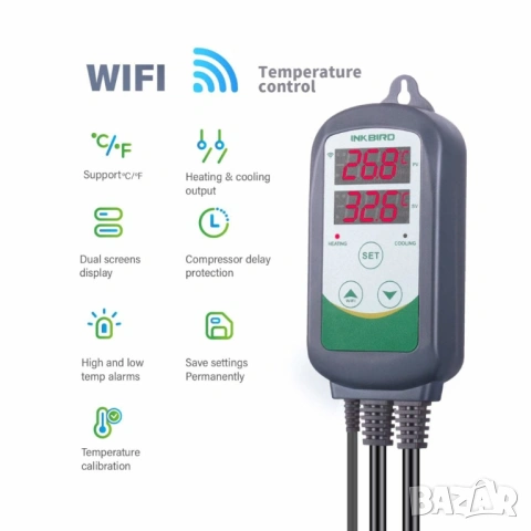INKBIRD ITC-308-WIFI Термостат с цифров контролер на температурата, снимка 3 - Други стоки за дома - 54952536