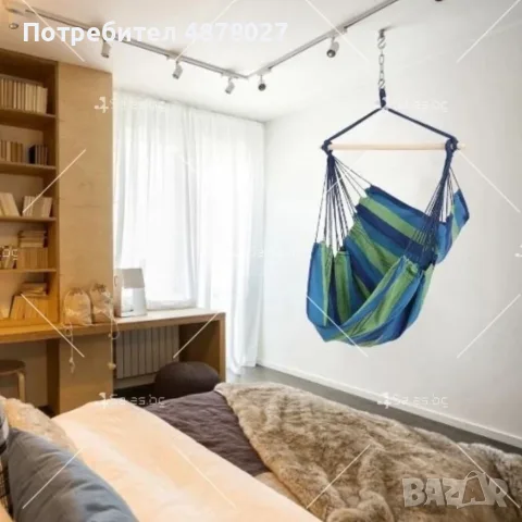 ПРОМОЦИЯ  - Голям хамак с въжета. Издръжливост до 150 кг. Подходящ за градина, веранда, тераса и дом, снимка 3 - Градински мебели, декорация  - 55604413