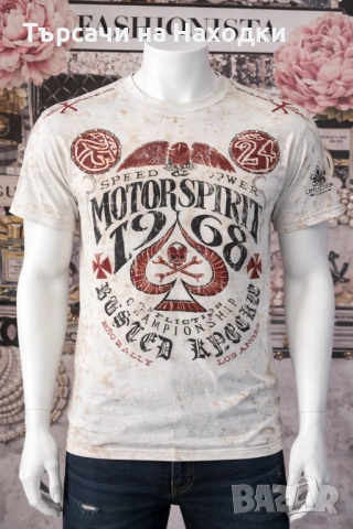 Оригинална мъжка тениска Affliction Motor SPirit White M Medium