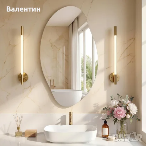 Модерно асиметрично стенно огледало без рамка, снимка 2 - Огледала - 55292826