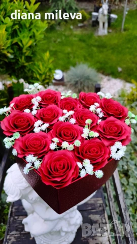 Кутия сърце с рози от пластичен сапун!!, снимка 2 - Декорация за дома - 54242547
