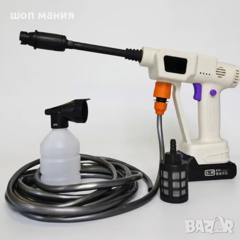Безжична водоструйка 21V с 2 батерии – Мощно почистване навсякъде
