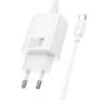 Зарядно за мрежа Hoco N61 / USB A + USB C / 20W PD/QC 3.0 / с кабел Type C към Type C / Бял /, снимка 3