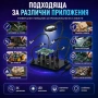 Увеличителна настолна лупа със станция за запояване LED осветление помощна трета ръка за платки, снимка 5