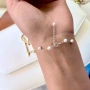 Дамска Двойна Гривна на Прозрачна Корда с Перли Сваровски/Swarovski, снимка 2