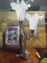 Уникална барокова лампа от 20 те години на миналия век.Направена е от антикварен свещник с абажурu, снимка 4