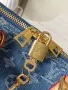 LV/Speedy Bandoulière 30/Denim Blue Дамска Синя Чанта Monogram Деним Плат С Естествена Кожа К. ch54, снимка 2