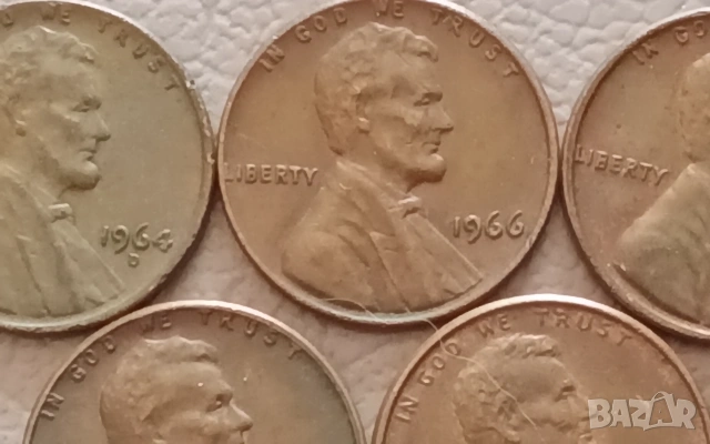 Лот 1 американски цент 1964-1969, снимка 3 - Нумизматика и бонистика - 54992306
