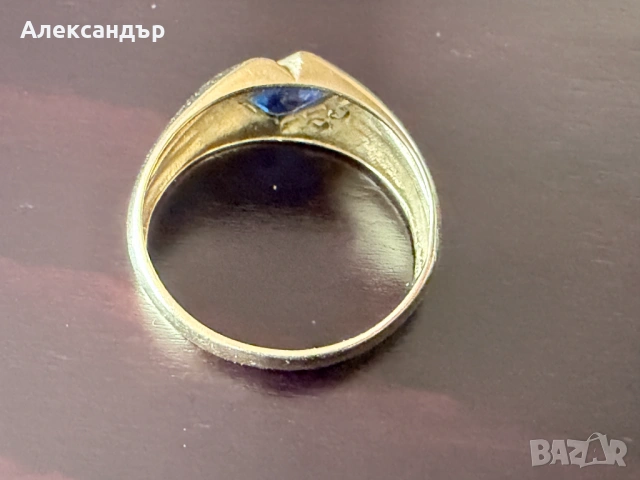 Златен пръстен с камък - 3,95 гр. 2 см. диаметър, снимка 3 - Пръстени - 54403085
