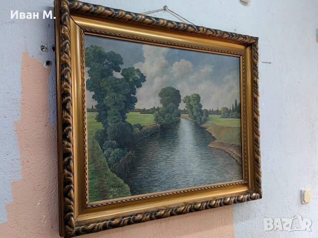 стара маслена картина върху платно с дървена рамка , снимка 3 - Антикварни и старинни предмети - 54638577