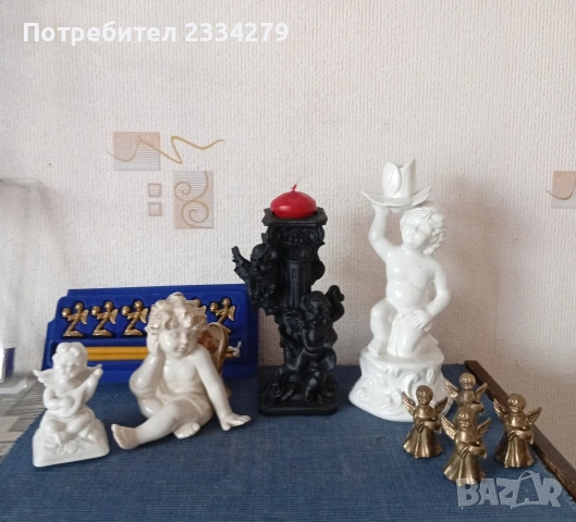 Стари статуетки, фигури с ангели-херувими, настолна лампа и мадони. , снимка 5 - Статуетки - 52534198