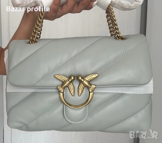 Чанта Pinko love classic puff light gray , снимка 15 - Чанти - 55138169