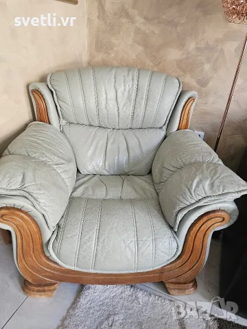 голям кожен фотьойл, снимка 2 - Дивани и мека мебел - 55509227