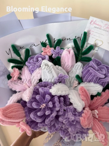 Вечен букет от плюшена тел, снимка 2 - Декорация за дома - 54174263